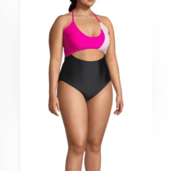 Plus Colorblock Cutout One-Piece Swimsuit 2X - Picture 1 of 10